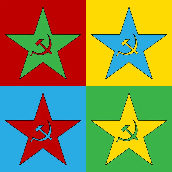 Pop Art Kommunismus Star-Symbole. — Stockvektor