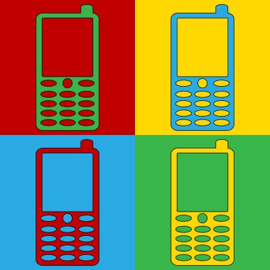 Pop art telefon sembol simgeler.