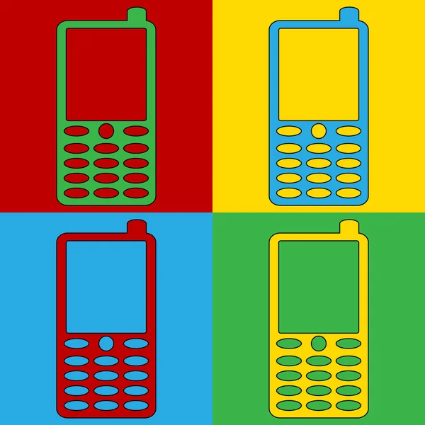 Pop-art telefon piktogramy. — Stockový vektor