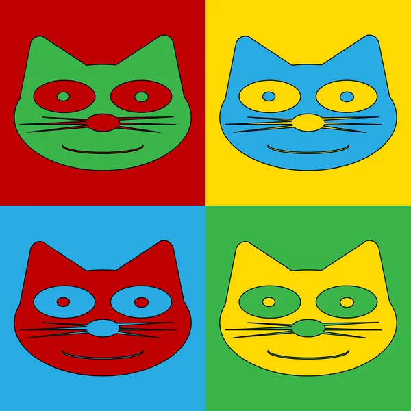 Ícones de símbolo de gato de arte pop . — Vetor de Stock