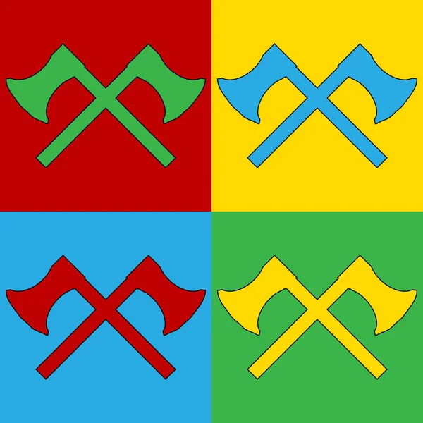 Pop art axe symbol ikoner. — Stock vektor