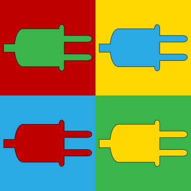 Pop art güç kablosu sembol simgeler.