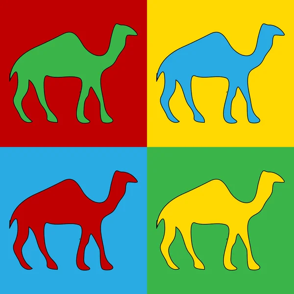 Popart kameel symbool pictogrammen. — Stockvector