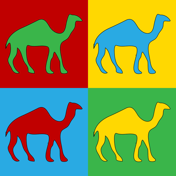 Pop art camel symbol icons.