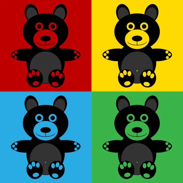 Pop art bear symbol icons. — Stock Vector