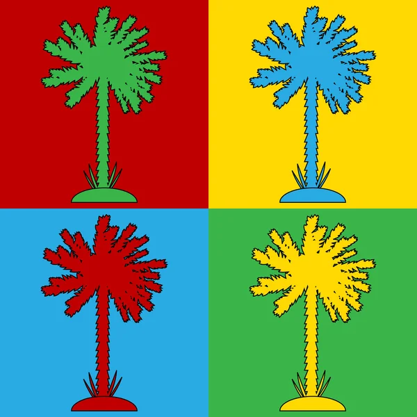 Pop art palm symbol icons. — Stock Vector