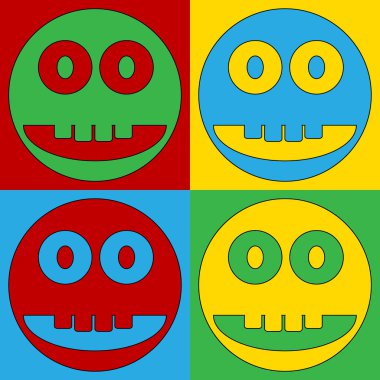 Pop art gülümsemek yüz daire sembol simgeler.
