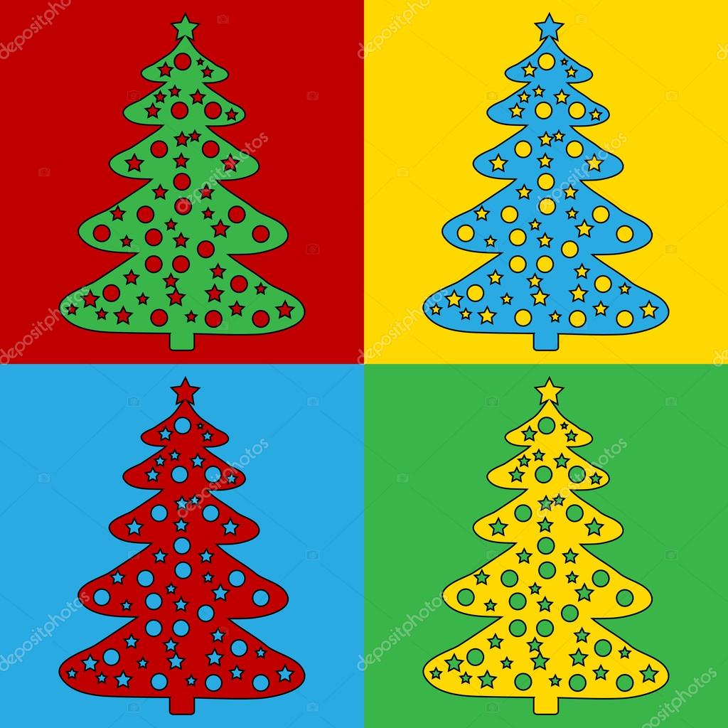 Pop アート クリスマス ツリーのシンボル アイコン ストックベクター C Konstsem