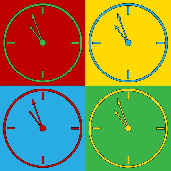Pop art clock symbol icons. — Stock Vector