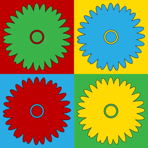 Pop art flower symbol icons. — Stock Vector