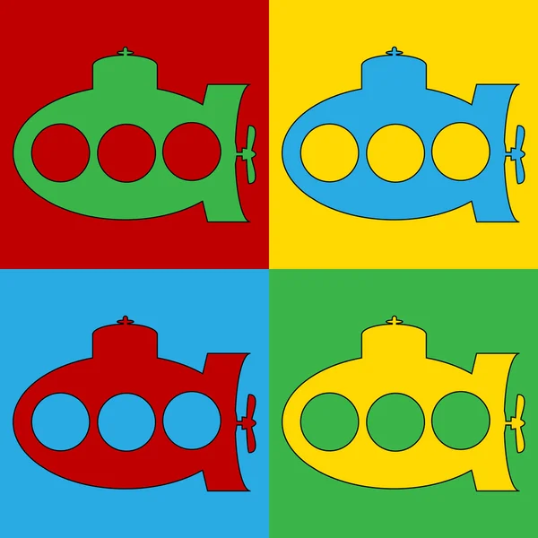 Pop art iconos de símbolo submarino . — Archivo Imágenes Vectoriales