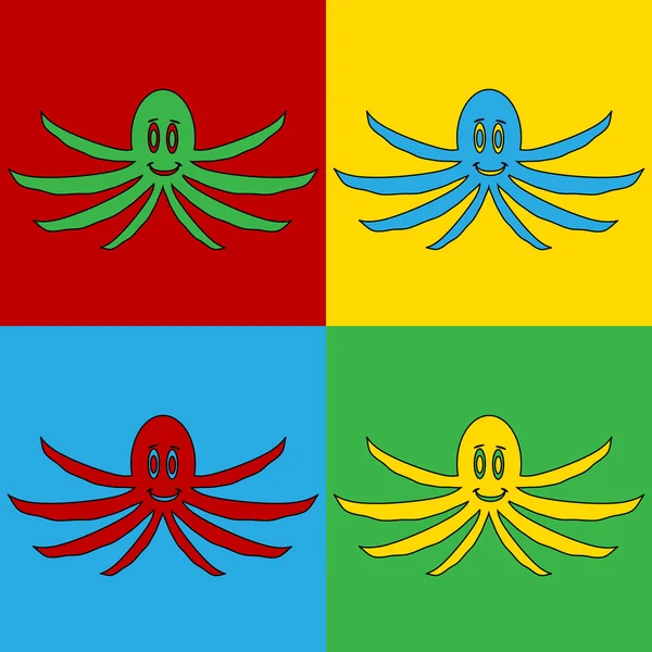 Pop art pulpo símbolos iconos . — Archivo Imágenes Vectoriales