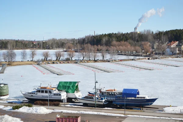 Lappeenranta harbor at winter. — Stock Photo, Image