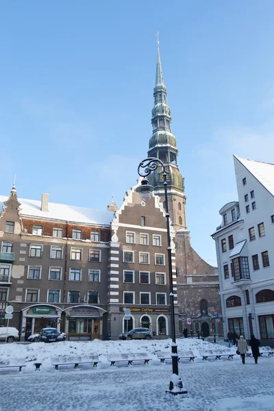 Vista del centro de Riga en invierno . — Foto de Stock