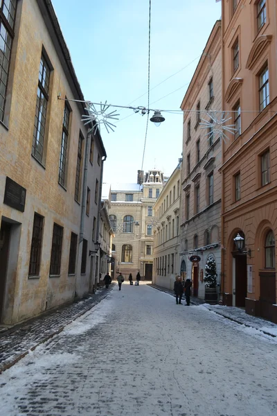 Weergave van centrum van riga op winter. — Stockfoto