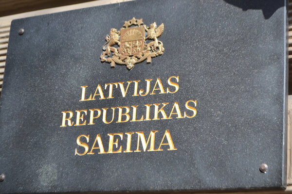 Nameplate with the inscription: Latvian Saeima Republican.