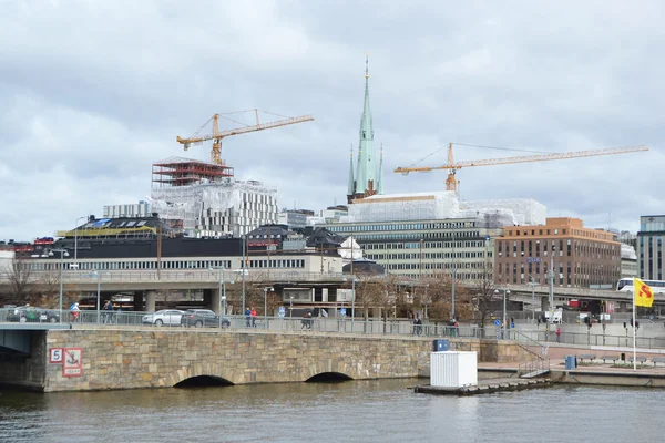 Προβολή της ανάχωμα στο κέντρο μέρος της Στοκχόλμης. — Φωτογραφία Αρχείου