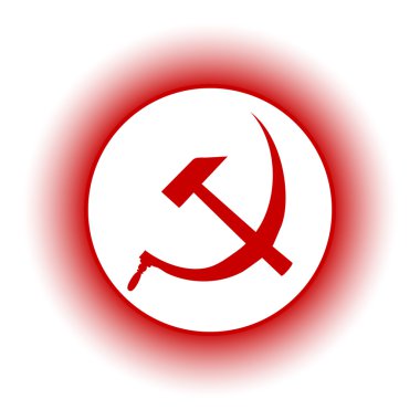 Hammer and sickle sign button. clipart