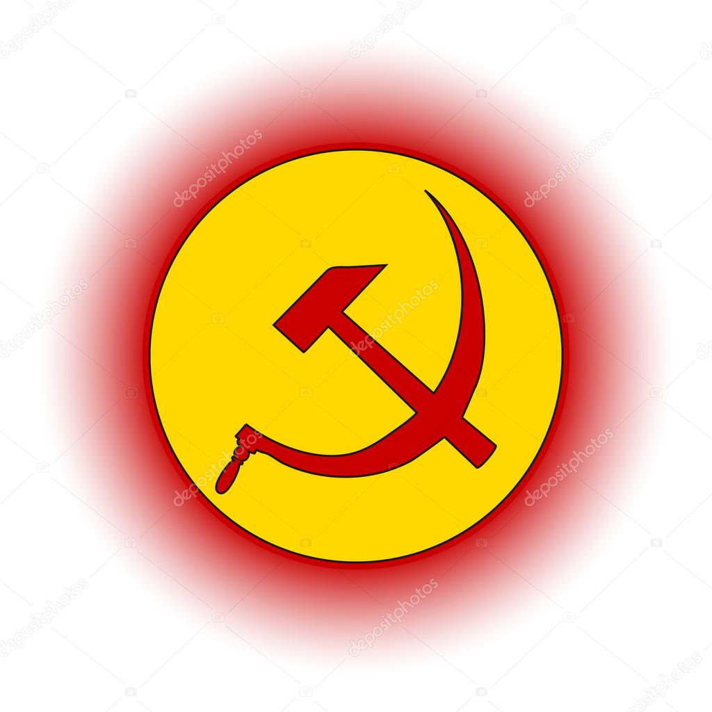 Hammer and sickle sign button.