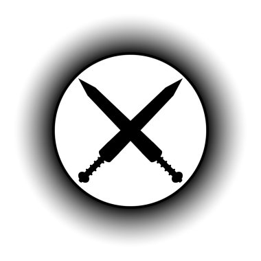 çapraz gladius kılıç düğmesi.