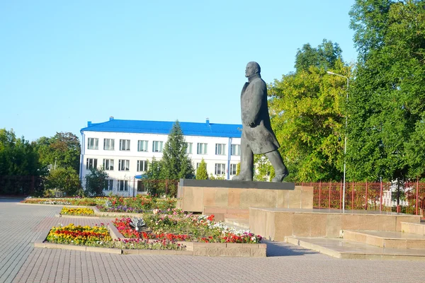Weergave van Lenin plein in Stolin. — Stockfoto