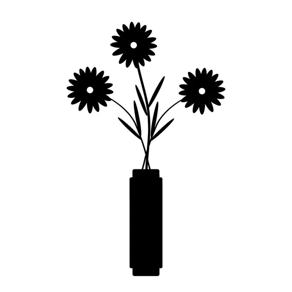 Florero con flores en blanco . — Vector de stock