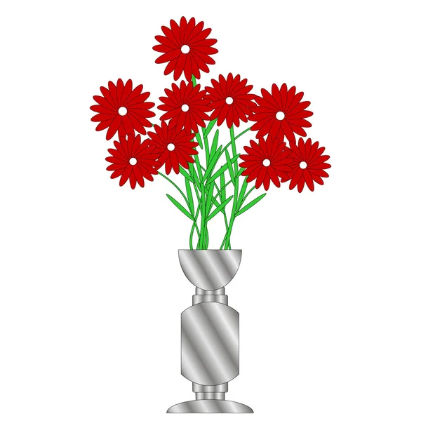 Vase mit Blumen auf weißem Grund. — Stockvektor