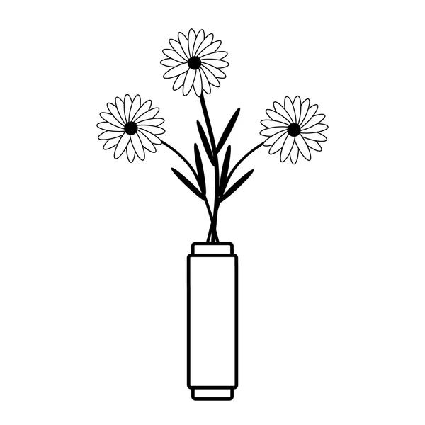 Florero con flores en blanco . — Vector de stock