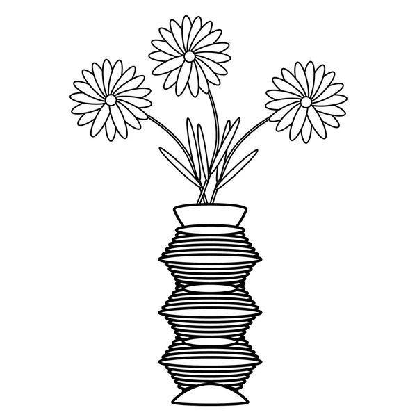 Vaas met bloemen op wit. — Stockvector