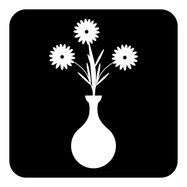 A fehér virágok ikonnal váza. — Stock Vector