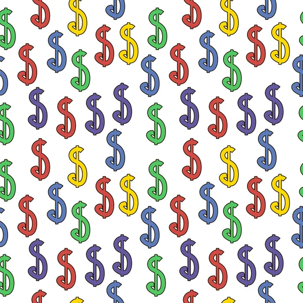 Dollar seamless pattern on white. — Stock Vector