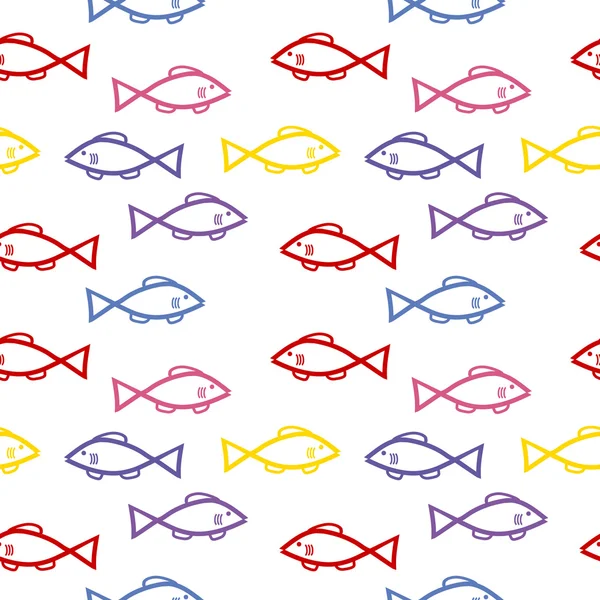 Ryby bezešvé vzor na bílém pozadí. — Stockový vektor