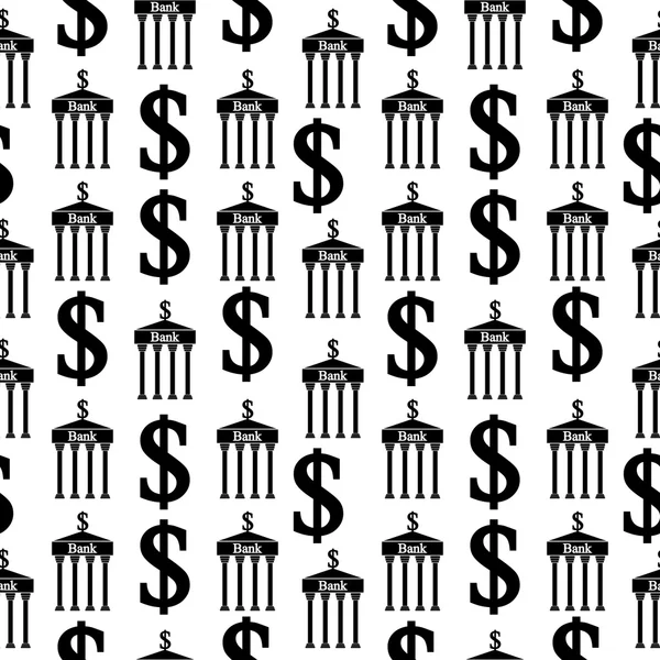 Bank and dollar signs seamless pattern. — Stock Vector