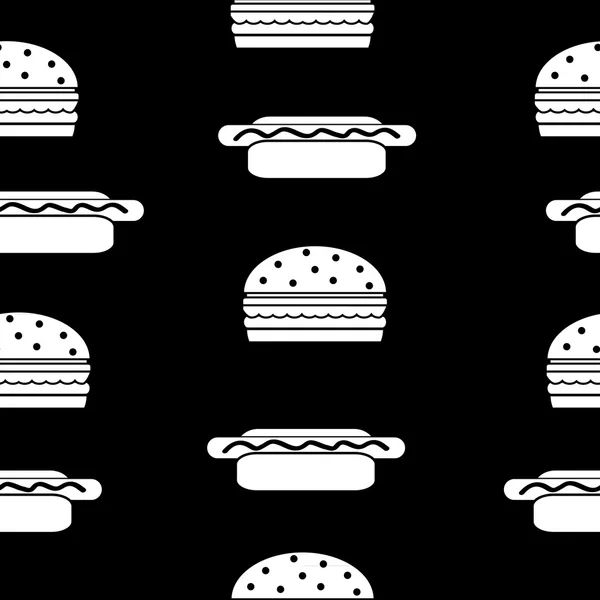Hamburger and hot dog seamless pattern. — Stock Vector