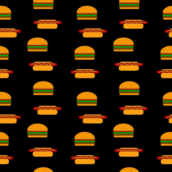 Hamburger and hot dog seamless pattern. — Stock Vector