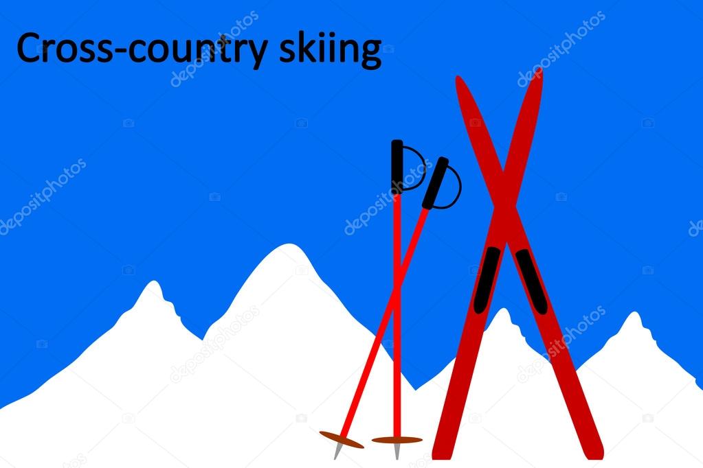 ?ross-country skiing on mountain background.