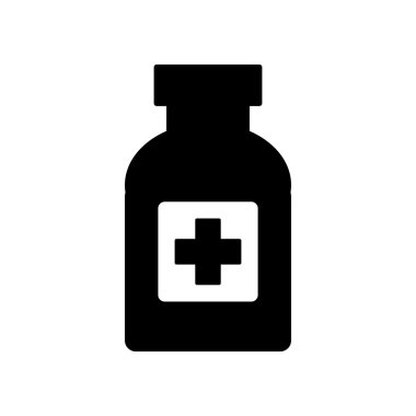 İlaç şişesi üzerinde beyaz.