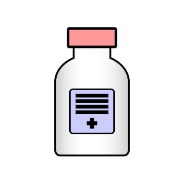 İlaç şişesi üzerinde beyaz.