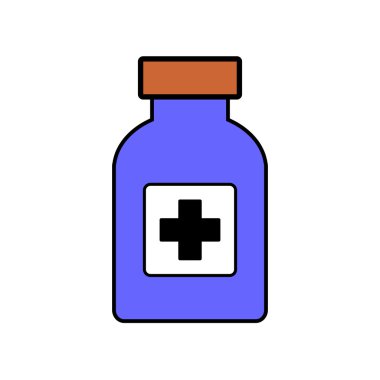 İlaç şişesi üzerinde beyaz.