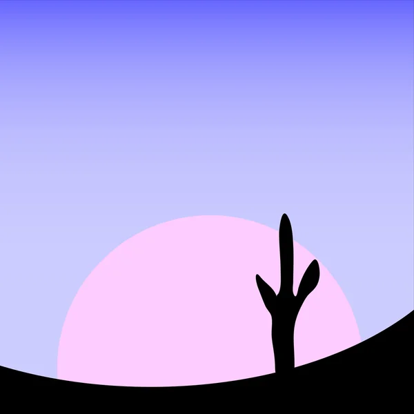 Woestijn zonsondergang met cactus planten. — Stockvector