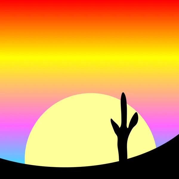 Desert sunset with cactus plants. — Stock Vector