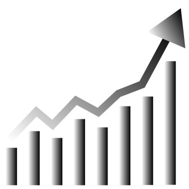 çubuk grafik bir ok ile büyüyen.