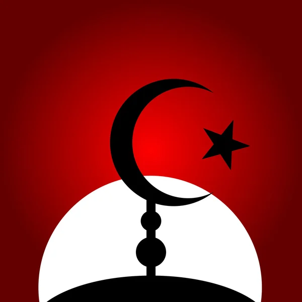 Symbol des Islams auf dem Hintergrund des Sonnenuntergangs. — Stockvektor