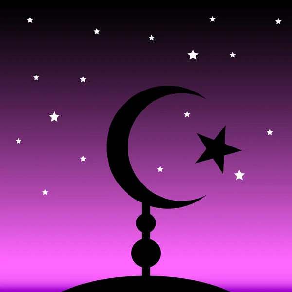 Symbol of Islam at night. — Stock Vector
