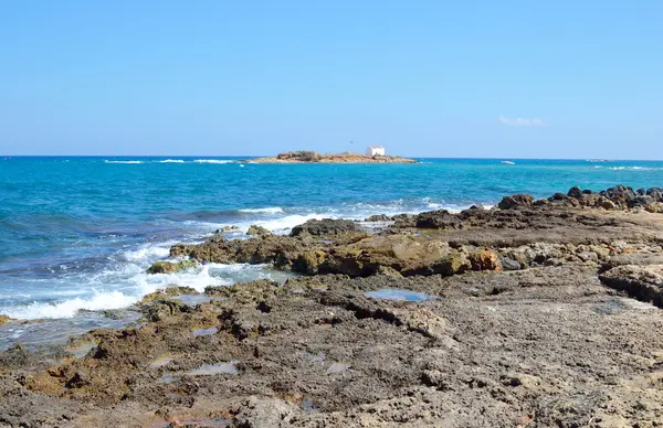 stock image Rocks on the coast of Aegean Sea.