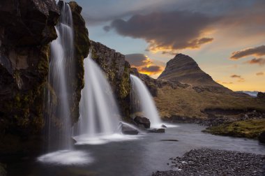The landscape kirkjufell of Iceland clipart