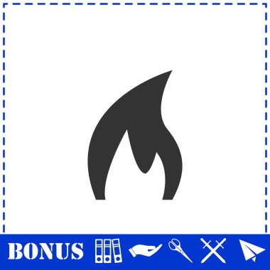 Ateş ikonu düz. Basit vektör sembolü ve bonus simgesi