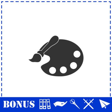 Palet simgesi düzleştirilmiş boya fırçası. Basit vektör sembolü ve bonus simgesi