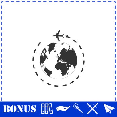 Dünya ikonu düzlüğünde. Basit vektör sembolü ve bonus simgesi