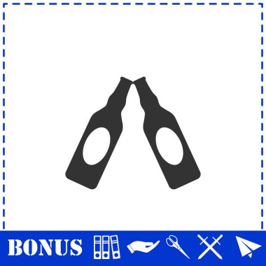 Bira şişesi simgesi düz. Basit vektör sembolü ve bonus simgesi